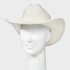 Add a timeless classic to your hat collection with this Western Hat from Universal Thread™. Made from midweight felt fabric in a solid color, this western-style hat features a dented crown and curved brim. Designed with an adjustable fit for comfortable wear, it adds a stylish finishing touch to a wide variety of outfits. Universal Thread™: Found exclusively at Target. Fitted Felt Hat With Curved Brim For Rodeo, Fitted Western Felt Hat For Outdoor, Western Style Fitted Felt Hat For Outdoor, Country Style Felt Hat With Short Brim, Fitted Felt Hat With Curved Brim For Country Events, Fitted Solid Color Hat Bands For Rodeo, Western Fitted Hat Bands, Country Style Short Brim Felt Hat, Country Style Rigid Felt Hat With Short Brim