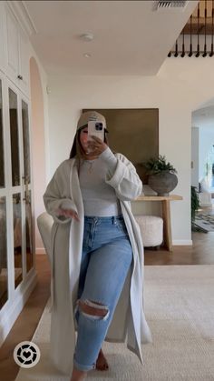 Todays OOTD! Wearing a size 14 in the jeans and large in the cardigan. Follow my shop @kristalheredia on the @shop.LTK app to shop this post and get my exclusive app-only content! #liketkit #LTKmidsize #LTKstyletip #LTKVideo @shop.ltk https://liketk.it/4qwTF Womens fashion tips, curvy style, casual chic outfit, womens street style, jeans outfit Plus Size Jean Outfits Winter, Fall Streetwear Outfits Plus Size, Plus Size Mix And Match Outfits, Plus Size Winter Jeans Outfit, Uggs Plus Size Outfit, Movies And Dinner Outfit, Professional Cardigan Outfits, Outfits Size 14/16, Plus Size Belly Outfits