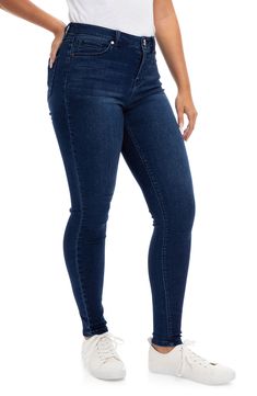 These soft and stretchy skinny jeans with a high rise and clean, uncluttered styling are a pair you'll reach for again and again. 30" inseam; 9 1/2" leg opening; 9 3/4" front rise; 15" back rise 75% cotton, 24% polyester, 1% spandex Machine wash, tumble dry Imported Everyday Mid-rise Elastane Jeans, Dark Wash Mid-rise Everyday Jeggings, Dark Wash Mid-rise Jeggings, Dark Wash Mid-rise Jeggings For Everyday, Versatile Mid-rise Elastane Jeans, High Rise Elastane Jeans, High-rise Elastane Jeans, Everyday High Rise Elastane Jeans, Dark Wash Mid-rise Elastane Jeans