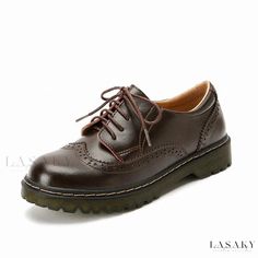 Lasaky - Classic Oxfords with Round Toe, Block Heel and Platform Sole - Brock Leather Lace-up Loafers for a Sophisticated College Look Brogues Style, Block Heel Loafers, Comfortable Loafers, Oxford Heels, Loafers Style, Fashion Heels, Thick Heels, College Fashion, Heeled Loafers