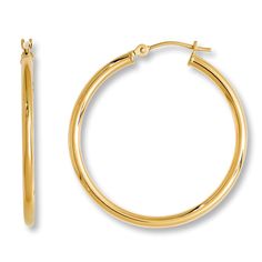 These hoop earrings are perfect for a day at the office or a night on the town. Styled in 14K yellow gold, each fine jewelry earring is fastened with a secure snap-lock back. Jewelry Hoop Earrings, Gold Bar Pendant, Baublebar Earrings, Gold Stock, Arrow Earrings, Jewelry Advice, Silver Flower Earrings, Western Earrings, Jared The Galleria Of Jewelry