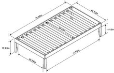 a drawing of a bed frame with measurements