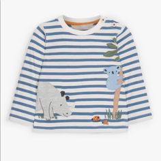 Brand New John Lewis Uk Long Sleeve Boys Top. Flower Girl Shirts, Baby Rhino, Friends Design, Yankees T Shirt, Baby Ready, Toddler Tops, Super Soft Blanket, Cotton Farming, Stripe Top