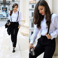 Outfits Tomboy perfectos para un Viernes de cine Tomboy Look, Suspenders For Women, Queer Fashion, Paris Mode, Tomboy Outfits, Stil Inspiration, Business Outfit