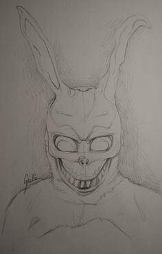 a drawing of an evil bunny wearing glasses