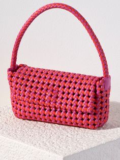 Shiraleah Monroe Shoulder Bag, Pink Pink Woven Leather Tote Bag, Summer Pink Woven Leather Bags, Pink Woven Leather Bags For Summer, Pink Tote Bag With Woven Leather, Multicolor Rectangular Baguette Bag For Everyday Use, Everyday Multicolor Rectangular Baguette Bag, Spring Woven Crochet Crossbody Bag, Pink Woven Leather Tote Shoulder Bag, Spring Handwoven Crossbody Shoulder Bag