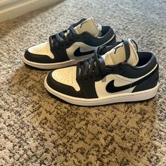 Band: Nike Air Jordan Size: 5.5 Color: White, Grey, Dark Grey Condition: Brand New, Never Worn Material: Leather I Brought The Wrong Size On Accident And Didn’t Return Them To Nike Within The 30 Day Window. These Are Sold Out Online And I’m Just Looking To Cover The Cost Of The Shoe Plus Shipping That I Originally Paid. Nike Shocks, Grey Jordans, Nike Air Flight, White Tennis Shoes, Nike Air Jordan 1 Low, Thrift Shop, Pink Sneakers, Nike Air Jordan 1, Womens Athletic Shoes