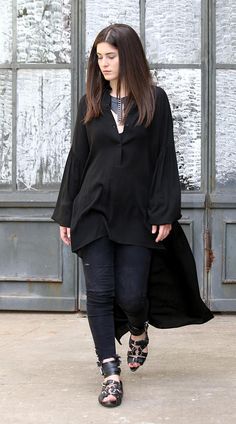 Black Shirt, Long Tunic Top, Black Maxi Shirt, Tunic Shirt, Plus Size Shirt, Long Sleeve Shirt, Asym Black Long Sleeve Gothic Blouse, Black Gothic Long Sleeve Blouse, Black Gothic Blouse For Alternative Fashion, Bohemian Black Long Sleeve Shirt, Black Gothic Blouse For Fall, Black Gothic V-neck Top, Gothic Black V-neck Top, Black High-low Hem Top For Fall, Black Lagenlook Blouse With Asymmetrical Hem