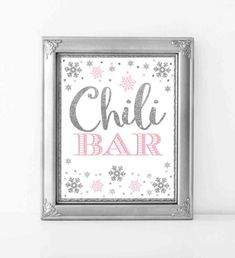 a framed sign that says chilli bar with snowflakes