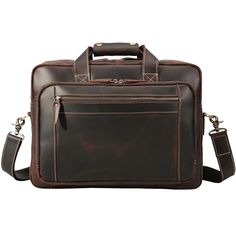 Vintage Distressed Leather Briefcase for 17 Inch Laptop Vintage Waxed Finish Laptop Bag For Business, Vintage Laptop Bag With Luggage Sleeve For Business, Vintage Brown Rectangular Briefcase With Luggage Sleeve, Vintage Rectangular Laptop Bag With Leather Backing, Rugged Laptop Bag, Rugged Brown Briefcase, Vintage Leather Laptop Bag With Luggage Sleeve, Vintage Briefcase, Laptop Travel Bag