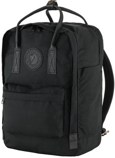 Made of durable G-1000 HeavyDuty material with a padded computer compartment and black leather detailing  the Fjallraven Kanken No. 2 Laptop 15 pack is practical for everyday use. Kanken No 2 Black, Classic Black Nylon Backpack, Classic Black Backpack For Outdoors, Classic Black Outdoor Backpack, Black Bag Pack, Fjallraven Kanken Black, Carry On Size, Op Logo, Leather Detailing