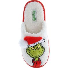 the grinch slippers are red and white