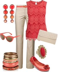 Bright Tops, Mode Over 50, Mode Ab 50, Coral Outfit, Cool Summer Outfits, Work Style, Outfit Trends, Dress For Success, Business Attire