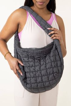 Whether for work, shopping, going to the gym, or traveling, this Large Carryall Quilted Puffer Bag for Women in Grey is the perfect accessory. Featured with a puffer quilted design and many zipper pockets, this bag is not only practical for everyday use but also super trendy and stylish! Features: KW Fashion Style: QBS320125-DARKGREY Color: Grey 100% Polyester Featured with fashion puffer quilted design Interior zipper pocket and two other pockets Zipper pocket on both outside sides Zipper close Puffer Bag, Shoe Boutique, Outerwear Vest, Shoe Gifts, Shoe Store, Bag For Women, Going To The Gym, Grey Fashion, Quilting Designs