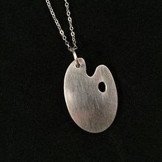 "I hand-make each of these pendants from solid sterling silver! Each one is hand-fabricated in very small batches by only one person - me! Finished with very fine steel wool for a brushed look, each one will be slightly unique and has a handmade quality that sets it apart from mass-produced, machine-made jewelry. Makes a great gift for an artist. Please specify the sterling silver chain length - 16\", 18\" or 20\". See chain length photo for reference." Painter Gifts, Art Teacher Gifts, Silver Clay, Silver Paint, Artist Gifts, Steel Wool, Gifts For An Artist, Modern Earrings, Gift Handmade