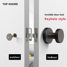 an image of two doors with knobs and handles on each one side that are open