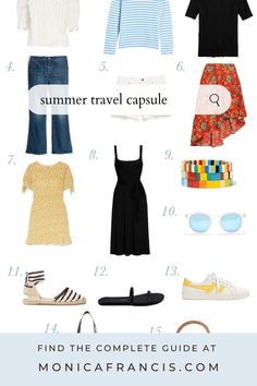 How to Pack a Summer Travel Capsule Wardrobe | Wherever you’re headed next, from exploring Europe to a beach vacation, learn how to pack light and travel in style. Here’s what to pack in your carry-on bag, ideas for what to wear at your next destination, and how to make it all work together! | Packing Light | Carry-on Packing | #traveltips #travelcapsule #packlight @mfrancisdesign Seasonal Wardrobe