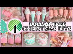 dollar tree christmas diys with pink and green decorations