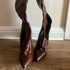 Brown Snake Skin High Heel Boots. Snake Skin Boots, Brown Snake, Shoes Trendy, Aldo Shoes, Heel Boots, Moto Boots, High Heel Boots, Snake Skin, High Heel