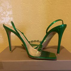 Gianvito Rossi Sandals In Clear Pvc And Metallic Calf Leather With Crystal Gem Trim. 11.5 On Paper But Fits Like A Size 10. 4.25 In / 105 Mm Stiletto Heel W/Open Toe. Made In Italy. Rossi Shoes, Mesh Shoes, Crystal Gems, Gianvito Rossi, Stiletto Heel, Shoes Women Heels, Calf Leather, Stiletto Heels, Open Toe