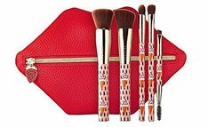 A five-piece, full-face brush set with a stylish clutch pouch that holds the brushes and other makeup essentials. What does: This brush set contains all the brushes you need for a quick and easy makeup application. The fun lip-shaped pouch has a slim profile but is sturdy enough to protect the brushes during travel and has enough room to house makeup pencils and mascaras. This set contains:- Foundation brush- Angled blush brush- Crease brush- All-over eye shadow brush- Double-ended brow spoolie- Face Brush Set, Facial Brush, Sephora Favorites, Makeup Brushes Set, Face Makeup Brush, Facial Brushes, Makeup Sale, Broken Hearts, Products Makeup