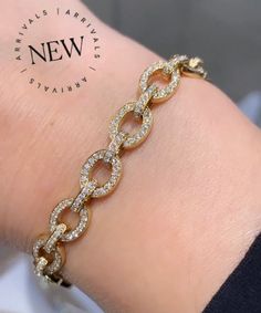 The yellow gold color makes it very sexy and unique. Slip this link chain bracelet on to accent anything from sleek and professional work looks, to black tie ensembles. Metal: 18K Yellow goldDiamond Weight: 2.35ct t.w.Diamond Shape: 413 Round Brilliant CutsLenght: 7.5" Yellow Gold Color, Link Chain Bracelet, Work Looks, Diamond Shape, Pave Diamonds, Black Tie, Link Chain, Yellow Color, Round Brilliant