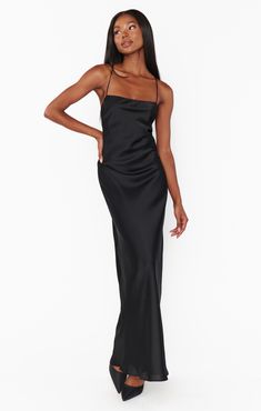 Channel all those chic wedding guest vibes with our Dani Slip Dress. A dainty maxi with a square neck and low open back with criss cross straps. You'll be the best dressed paired with barely there heels and delicate jewelry. Paris Gown, Maternity Dress Wedding Guest, Bridal Party Accessories, Slip Dress Black, Maternity Bridesmaid Dresses, Sassy Dress, Plus Size Mini Dresses, Gown Black, Glam Outfit