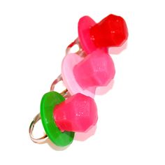 Faux Candy Ring, Adjustable Size, Pink Green or Red Candy Ring Pop, Weird Rings, Ring Pop Ring, Funny Rings, Ear Piercing Care, Rose Lavillant, Candy Rings, Fun Rings, Hot Pink Birthday