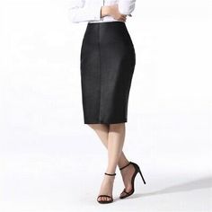 (eBay) Latest Women's 100% Work Wear Knee Length Skirt Authentic Lambskin Leather Skirt Best Leather, Leather Skin, Nice Leather, Knee Length Skirt, Lambskin Leather, Real Leather, Leather Skirt, Pencil Skirt, Knee Length