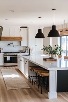 the kitchen is clean and ready to be used as a dining room or family room