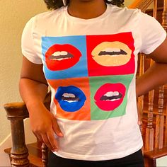 Spandex/Poly T-Shirt With Various Shades Of Lips Graphic Tshirt Ideas, Lips Tshirt, Shirt Ideas, Wholesale Clothing, Colorful Shirts, Lips, Womens Sizes, Womens Tops, Tops & Tees