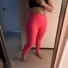 Nwt Nike Dri-Fit Training Tights / Leggings | Hot Pink / Neon Pink | Size Xl New. Color Is Closer To Photos With Me In Them; Super Bright. 16.5" Waist, 25" Inseam. $90 Retail; Open To Offers. Kw: Gym, Workout, Active, Activewear, Running, Yoga, Athletic, Stretch, Weights, Weightlifting, Bodybuilding, High Waist, High Waisted, Cropped, Dry Fit, Moisture Wicking Full Length Leggings With Wide Waistband, Compressive Full Length Pink Pants, Stretch Nike Yoga Pants, Pink Fitted Activewear With Wide Waistband, Pink Full-length Bottoms For Pilates, High Rise Solid Activewear For Spring, Nike Yoga Bottoms Full Length, Nike Full Length Yoga Bottoms, High Stretch Nike Leggings