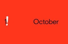 an orange background with the word october written in black on it, and a white arrow pointing to the right