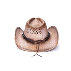 The Georgia cowboy hat is a unique and beautiful Stampede brand hat made of genuine and durable Panama straw in a western design. The hat features a teardrop style crown with floral decorations under the brim. At the base of the crown is a black and brown leather band with woven details and a distinctive center concho. Thanks to a vented crown, you can walk in the sun and still enjoy the breeze.Features Genuine Panama Straw Brim: 3.75" Tea stain Decorated under brim Tie back detail Vented crown Womens Straw Cowboy Hat, Mens Hats Fashion, Straw Cowboy Hat, Hat Stores, Beautiful Flower Designs, Floral Decorations, Western Design, Leather Hats