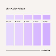 lilac color palette with the text below it in black and white, along with different colors