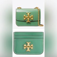 ***Rare Tory Burch Items ***Sold Out Everywhere Color: Patina Against The Clean Lines Of A Box Bag, The Bold Curves Of Sculptural Hardware. Our Eleanor Small Bag Is Made Of Leather With Hand-Painted Edges. A Jewel Of Craftsmanship, Designed To Carry With Ease. Wear The Twisted Rope Chain Over The Shoulder Or Crossbody. * Height: 5.3" (13.5cm); Length: 7.5" (19cm); Depth: 2.8" (7cm) * Patent Leather; Leather Trim * Brass Hardware * Flap With Magnetic Snap Closure * Convertible Rope Chain Shoulder Designer Clutch Shoulder Bag With Interior Card Slots, Luxury Rectangular Shoulder Bag With Card Slots, Designer Travel Shoulder Bag With Card Slots, Designer Shoulder Bag With Card Slots For Travel, Luxury Crossbody Shoulder Bag With Card Slots, Designer Wallet With Gold-tone Hardware, Luxury Shoulder Bag With Interior Card Slots As Gift, Luxury Shoulder Bag With Interior Card Slots For Gift, Luxury Wallet On Chain With Card Slots