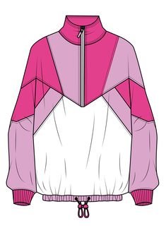 a pink and white jacket with zippers