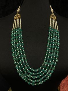 Men's Jewelry for Indian wedding Multilayer Necklace, Green Onyx Stone, Bridal Outfit, Gemstone Necklaces, Multi Layer Necklace, Groom Outfit, Gold Necklace Designs, Green Gemstones, Onyx Stone