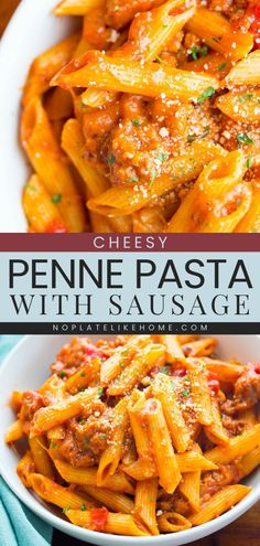 Get ready for this Cheesy Penne Pasta with Sausage! This Italian dinner recipe is perfect for beginner cooks. Mixed with a homemade Italian sausage meat sauce, this easy pasta dish is sure to be a hit with the whole family! Sweet Sausage Recipes, Sausage Meat Sauce, Cheesy Penne Pasta, Sausage Meat Recipes, Ground Italian Sausage Recipes, Italian Sausage Recipes Pasta, Comfort Food Ideas, Easy Sausage Recipes, Ground Sausage Recipes