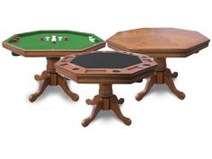 Hathaway Kingston 48" Poker Table Combo Set - oak finish Round Poker Table, Bumper Pool Table, Multi Game Table, Bumper Pool, Backgammon Table, Hardwood Table, Pool Cues, Pool Supplies, Pool Accessories