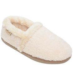 Get ready for chilly days ahead with this essential winter slipper. Featuring classic knit styling and a memory foam insole, these cozy, pile-lined slippers are ready for weekend relaxation. From Minnetonka. Cozy Slippers With Soft Texture And Round Toe, Faux Fur Lined Comfy Slippers, Cozy Slip-on Slippers With Soft Texture, Cozy Round Toe Slippers For Relaxation, Cozy Soft Texture Slip-on Slippers, Cream Comfy Indoor Slippers, Comfy Cream Indoor Slippers, Comfy Snug Slippers For Indoor, Comfy Snug Fit Slippers For Indoor