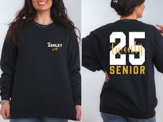 Custom Graduate Sweatshirt, Senior 2025 Sweatshirt, Custom Senior Sweatshirt, Custom Senior Hoodie, Minimalist Senior Gift Sweatshirts (no hood) & Hoodies (with hoods)  HOW TO ORDER: 1. Please, Check and Review all Photos and Size Charts (All styles are Unisex) 2. Choose Your Color/Size  3. Choose Your Quantity as much as you want. 4. Click "Add To Cart". For multiple items go back to the listing and repeat the steps. *QUALITY: Sweatshirts (no hood) & Hoodies (with hoods), both styles are soft & Senior Sweatshirts, Hoodie Hood, Senior Shirts, Class Of 2025, Senior Gifts, Women Sweatshirts, Retro Groovy, Grad Gifts, Size Charts