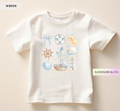 Toddlers will look adorable in this "UNDER THE SEA" youth short sleeve tee. This lightweight side-seamed shirt maximizes comfort all day long.  Under The Sea Toddler Shirt, Cute Ocean Boat Sailing Baby Tee, Boho Natural Coquette Bow Sea Creatures Whale Fish Yacht Gift Summer Vacation 🌟100% Airlume combed and ringspun cotton (fiber content may vary for different colors) 🌟Light fabric (3.9 oz/yd² (132 g/m 🌟Retail fit RETURNS: All products are made-to-order and because of the nature of these ite White Nautical Short Sleeve Tops, White Nautical Short Sleeve T-shirt, White Nautical Style Short Sleeve T-shirt, White Short Sleeve Nautical T-shirt, White Short Sleeve Nautical Shirt, Nautical Cotton T-shirt With Short Sleeves, Nautical Style Cotton T-shirt With Short Sleeves, Nautical White T-shirt With Graphic Print, Whale Fish