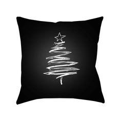 a black pillow with a christmas tree drawn on it