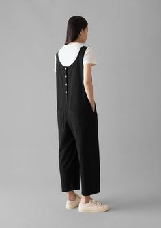 Lydia Jersey Jumpsuit | Washed Black | TOAST Cotton Jumpsuits With Side Pockets For Loungewear, Cotton Overalls With Side Pockets For Loungewear, Relaxed Fit Everyday Jumpsuits And Rompers, Relaxed Fit Everyday Overalls And Rompers, Relaxed Fit Everyday Overalls And Jumpsuits, Everyday Relaxed Fit Overalls, Cotton Loungewear Jumpsuit Overall, Cotton Loungewear Overalls, Cotton Overall Jumpsuits For Loungewear