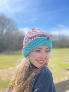 This is a beautiful, warm, and soft double sided handmade knit toboggan. Made extra thick to keep you super warm.  One size fits most. Adjustable brim. This hat is also reversible!!  The Turquoise and Jewel toned colors pop! Jewel Tone Colors, Handmade Knit, Skull Cap Beanie, Handmade Knitting, Skull Cap, Jewel Tones, Caps Hats, Accessories Hats, Winter Hats