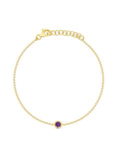 Birthstone jewelry makes for an extra special birthday gift! This bracelet is an unforgettable gift and a beautiful piece for anyone who loves their birthstone! Elegant Amethyst Gemstones For Gift, Elegant Amethyst Gemstones As A Gift, Diamond Bracelet With Birthstone For Anniversary, Anniversary Diamond Bracelet With Birthstone, Elegant Amethyst Bracelet, 14k Gold Gemstone Bracelets For May Birthstone, Yellow Gold Birthstone Bracelet Fine Jewelry, Fine Jewelry Bracelets With Gemstone Accents For Gift, 14k Gold Diamond Bracelet With Birthstone