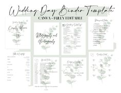 wedding program templates with flowers and leaves