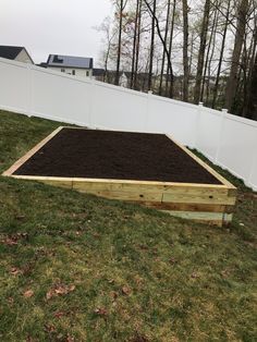 a raised garden bed in the backyard