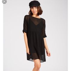 Sheer Dress With Slip. Falls Above Knee. Casual Black Sheer Dress, Dressy Short Sleeve Mini Dress For Day Out, Casual Sheer Mini Dress, Casual Sheer Dress For Fall, Casual Sheer Mini Dress For Date Night, Sheer Mini Length Casual Dress, Casual Sheer Midi-length Dresses, Casual Black Sheer Mini Dress, Casual Sheer Dresses For Party